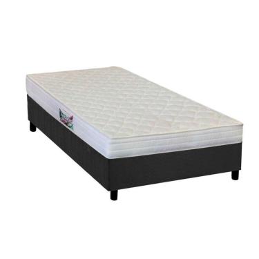 Imagem de Cama Box Solteiro: Colchão Ortopédico Herval Ag65 Frontier + Base Crc Suede Gray(88x188)