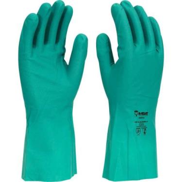 Imagem de Luva Nitrílica, Verde, com Forro, Palma Antiderrapante, Tamanho 9 (g),