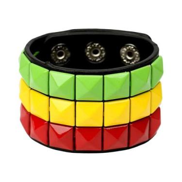 Imagem de Pulseira Unissex De Couro PU Estilo Punk Rock Hip Hop Com Caveira, Cor