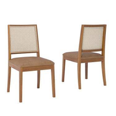 Imagem de Conjunto 2 Cadeiras para Sala de Jantar em Madeira Tauari Carambola Madeira/Kaki