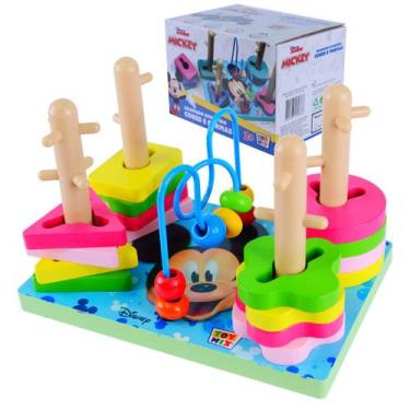 Imagem de Brinquedo Mickey Pedagogico Disney Aramado Encaixe Forma Cor, Colorido