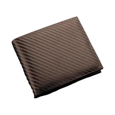 Imagem de Carteira Masculina Curta De Fibra De Carbono Com Zíper Integrado, Port