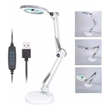 Imagem de Lupa De Mesa Bancada Articulada 8x Com Luz De Led Decoração - ZEM