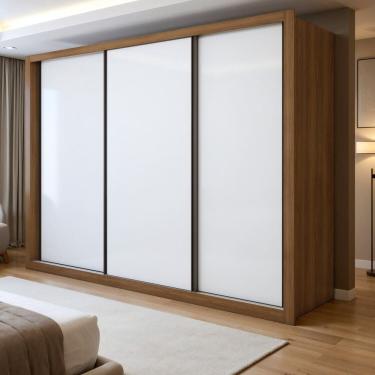 Imagem de Guarda Roupa Casal 3 Portas 6 Gavetas Liv Yescasa Carvalho/Branco
