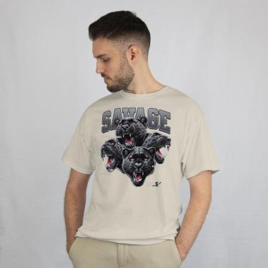 Imagem de Camiseta Masculina Casual em Algodão Dia a Dia Estampada Savage Manga Curta Leve do P a...