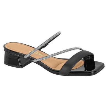 Imagem de Tamanco feminino vizzano 6454.121 tiras em strass salto bloco baixo 4c