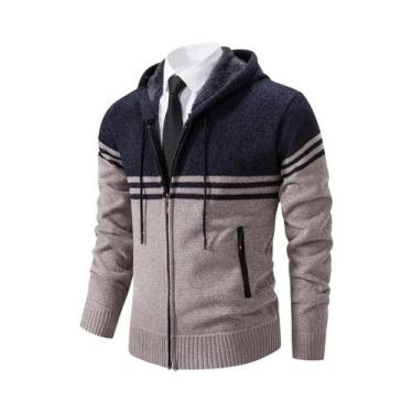 Imagem de Cardigã Masculino De Inverno Em Fleece Grosso, Quente E Casual, Com Go