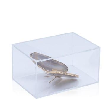 Imagem de Caixa Acrílico Borboleta Pedra Ágata Natural - Grasi Gasparetto Zavack
