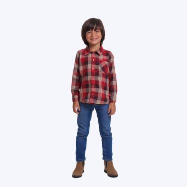 Imagem de Camisa Junina Xadrez Com Bolso Infantil Menino Muvile 6020 Azul, VERME