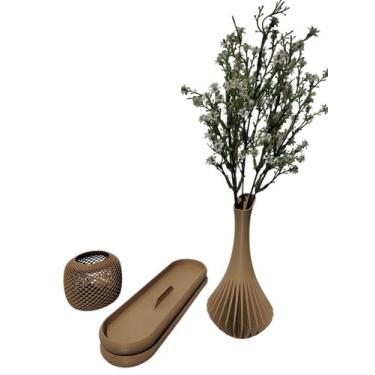 Imagem de Kit Decoração Meditação Zen Vaso Porta Vela e Incensário - 3d
