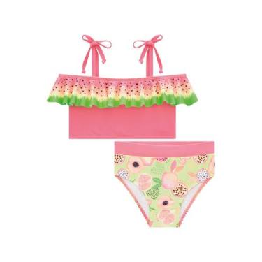 Imagem de Biquíni Infantil em Malha Uv Dry Estampa Frutas Tropicais com Proteção