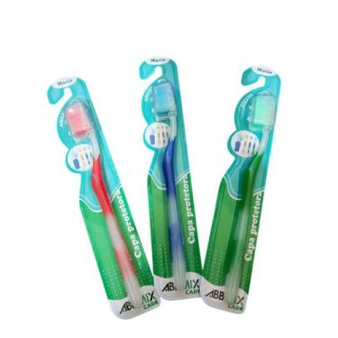 Imagem de ESCOVA DE DENTE MACIA COM CAPA - 12  ESCOVAS cores variadas - ABBMIX C