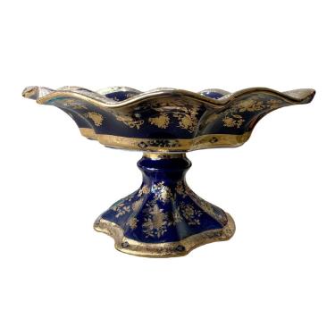 Imagem de Centro de Mesa em Porcelana Azul com Dourado - 19x36cm