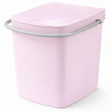 Imagem de Lixeira para banheiro com alça curta Cris Metal, Rosa