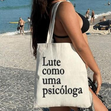 Imagem de Bolsa Ecobag  100% algodão Estampa LUTE PSICÓLOGA - CARIOCA MAIS