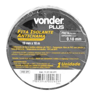 Imagem de Fita Isolante Antichama Vonder Plus 19mm x 10m Preta