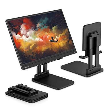 Imagem de Pepper Jobs Suporte de tablet sólido e resistente, tubo duplo dobrável para iPad Pro, universal, suporte de monitor portátil, altura ajustável e ângulo de visão extremamente estável (preto)