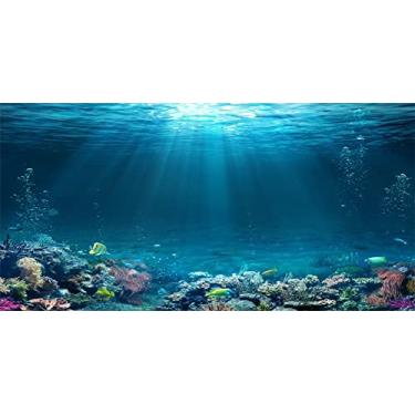 Imagem de Yeele Pano de fundo de fotografia mundial subaquático de 2,4 x 1,2 m sob o mar plantas aquáticas fundo de peixe coral tema sereia festa de aniversário banner tanque de peixes decoração estúdio de foto