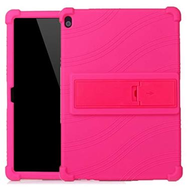 Imagem de Capa para tablet Lenovo Tab M10 Tablet PC capa protetora de silicone com suporte invisível mangas (cor: Rosa vermelho)