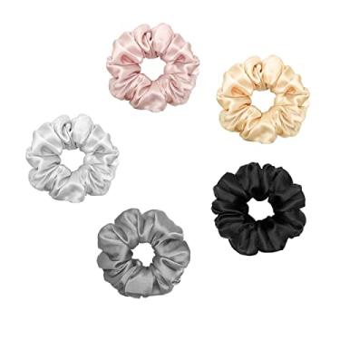 Imagem de DISANGNI Prendedores de cabelo de seda para prevenção de frizz e quebra, 22 Mommes puros 100% seda de amoreira sem danos, suportes de rabo de cavalo de seda elástica, 16 peças, cor aleatória (cor aleatória-5 pacotes)