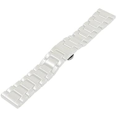 Imagem de JWCN Pulseira de reposição, pulseira de cerâmica para relógio 20 mm 22 mm pulseira para relógio preto branco, branco, 22 mm, atualizado