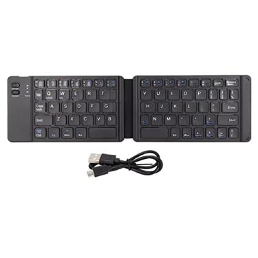 Imagem de Teclado dobrável, teclado Bluetooth portátil dobrado tamanho 2 com teclado sem fio de carregamento USB Touchpad para smartphone tablet laptop viagem (preto)