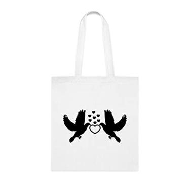 Imagem de Bolsa de amor de pássaros, bolsa de ombro de amor de pássaros, bolsas reutilizáveis de amor de pássaros, ideia de presente de cesta de Natal de aniversário, presente para ela, presente