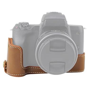 Imagem de Yunchao Acessórios para câmeras Câmera de couro PU de 1/4 de polegada PU Câmera de meia base para Canon EOS M50 / M50 Mark II Sacos de câmera