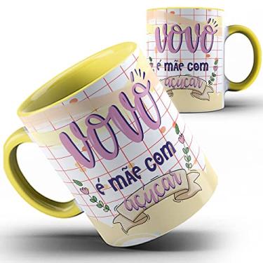 Imagem de Caneca amarela xícara Vovó é mãe com açúcar
