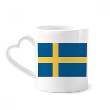 Imagem de Caneca com bandeira nacional da Suécia Europa país caneca café cerâmica copo de coração de vidro
