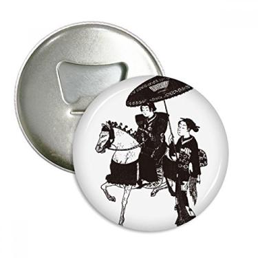 Imagem de Japão, feminino, cavalgando cavalo, abridor de garrafas, ímã de geladeira, emblema multifuncional