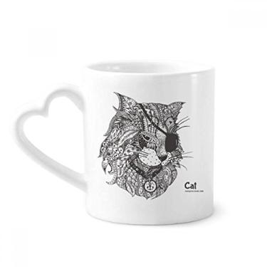 Imagem de Caneca de café de cerâmica com pintura humana de gato copo de coração de vidro