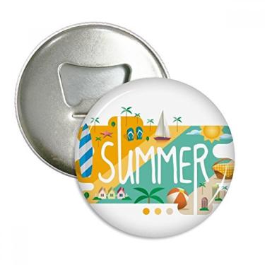 Imagem de Ilustração da temporada de verão, abridor de garrafas, ímã de geladeira, emblema multifuncional
