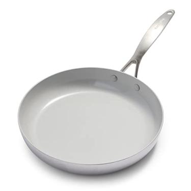 Imagem de GreenPan Frigideira/frigideira Venice Pro em aço inoxidável saudável, antiaderente, cinza claro, 28 cm