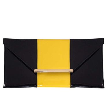 Imagem de Bolsa de embreagem JNB Patent Color Block, Yellow/Black, Medium