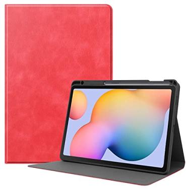 Imagem de Capa para Samsung Galaxy Tab S6 Lite 2022（SM-P613/P619) 2020 SM-P610/P615 Tablet, Premium Couro PU Business Stand Folio Cover, W Auto Wake/Sleep Case, Anti-choque, Anti-drop Case (Color : Rojo)