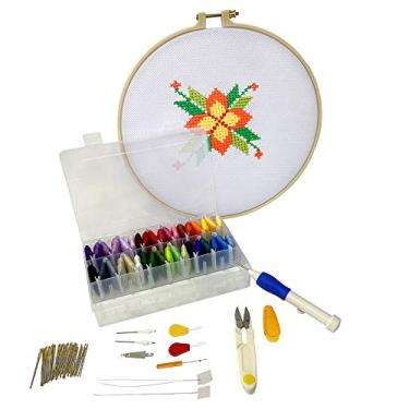 Imagem de Kit Bordado Bastidor Agulha Ponto Russo Ponto Cruz Completo