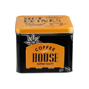 Imagem de LATA PORTA CÁPSULAS DE METAL COFFEE HOUSE DOURADO 15x15x12,5cm