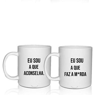 Imagem de Kit 2 Canecas Brancas Personalizadas Criativas Amigas