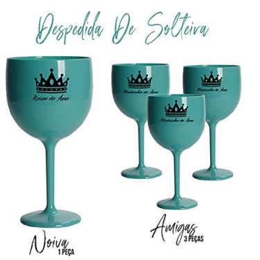 Imagem de Taça Gin Acrilico 550ml Branca e Azul Tiffany Krystalon 8 Unidades