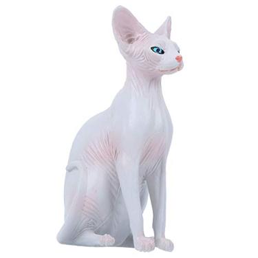 Imagem de Modelo de gato pintado à mão, modelo de gato sem pelos, altamente simulação delicado bom presente infantil para colecionadores professores (PL127-1563)