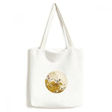 Imagem de Sacola de lona com flor de crisântemo amarelo bolsa de compras casual