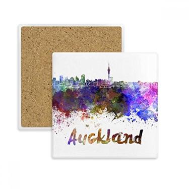 Imagem de Auckland Cidade da Nova Zelândia Quadrado Porta-copos Porta-copos Porta-copos de aquarela Pedra isolante