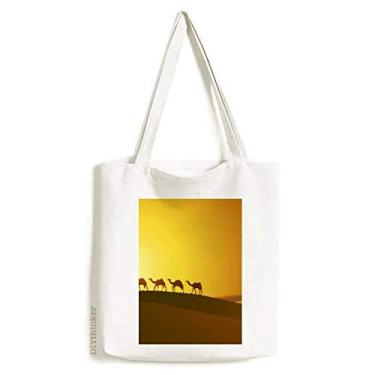 Imagem de Sunset All the Way to the Silk Road Camel Deserto bolsa de compras bolsa casual bolsa de compras