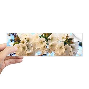 Imagem de DIYthinker Adesivo retangular de flores brancas lindo rosa para para-choque notebook janela decalque