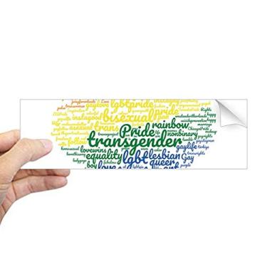 Imagem de DIYthinker Adesivo de para-choque retangular Rainbow Heart Love LGBT Wordcloud para notebook janela