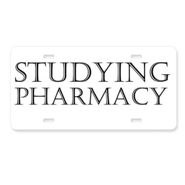 Imagem de DIYthinker Placa de licença para estudar farmácia de curta frase, acessório de aço inoxidável para decoração de carro