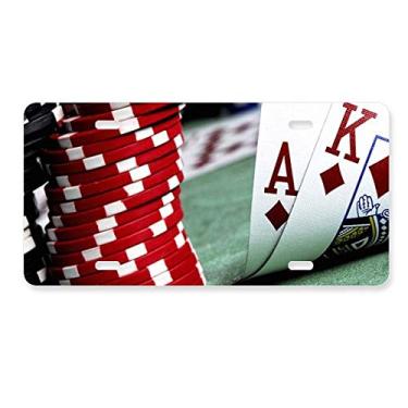 Imagem de DIYthinker Fichas de foto para jogos de pôquer espalhados com placa de licença de aço inoxidável para decoração de automóvel