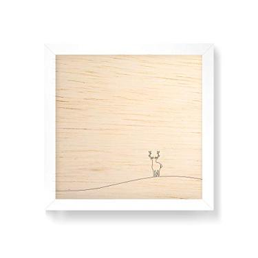 Imagem de Arte Maníacos Quadro decorativo com moldura caixa branca em Madeira - Cervo Minimalista Linha - 30x30cm