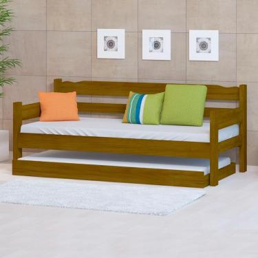 Imagem de Sofá Cama Madeira Com Auxiliar Imbuia Nemargi